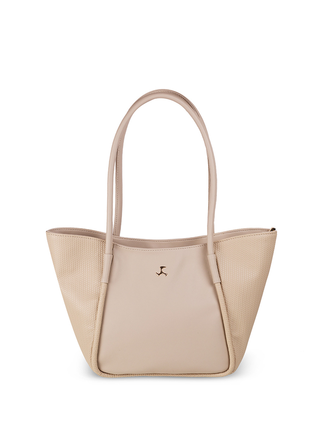 

Mochi Women Textured Shopper Cut Work Shoulder Bag, Beige