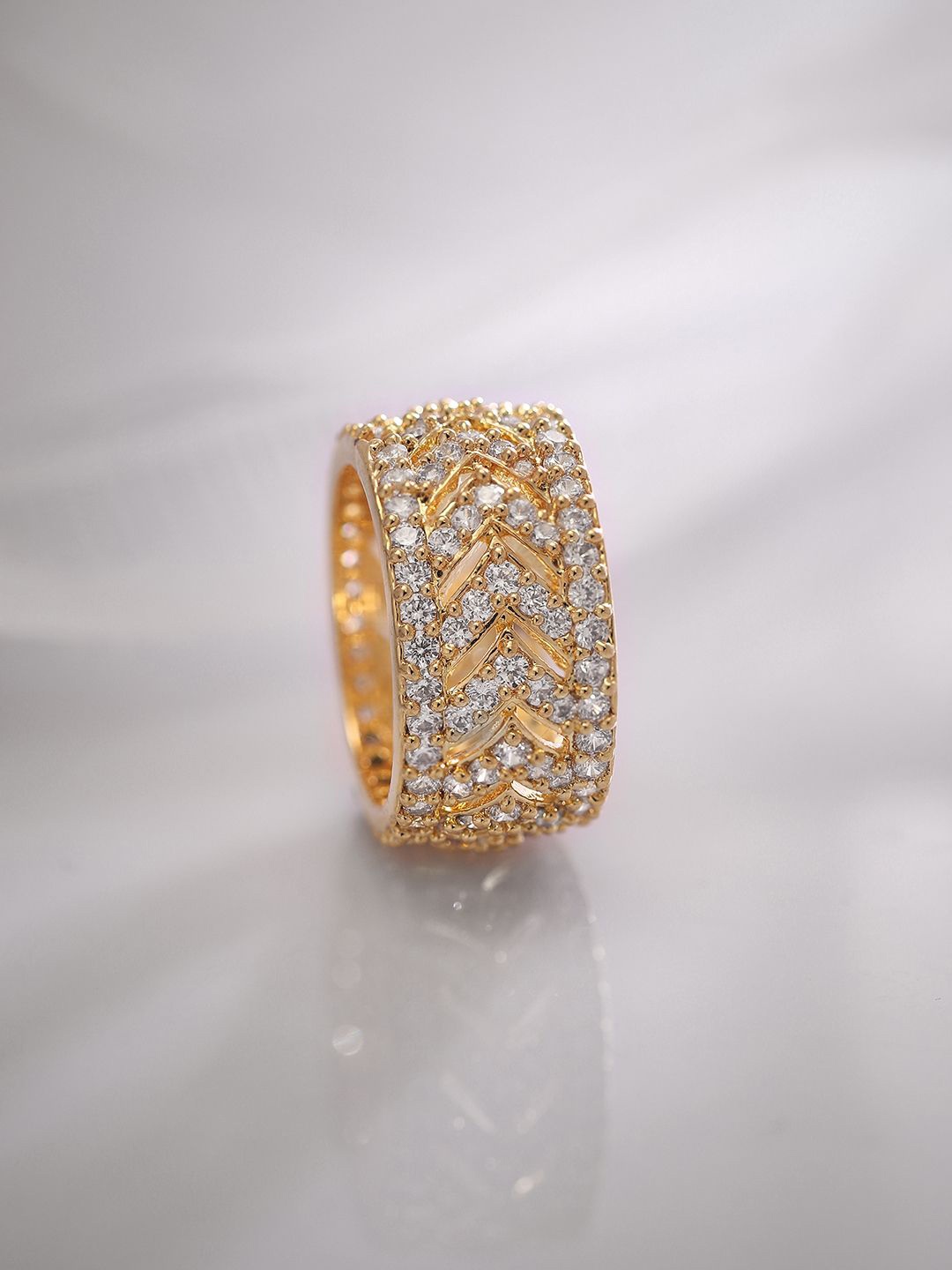 

Rubans 22K Gold-Plated American Diamond-Studded Finger Ring