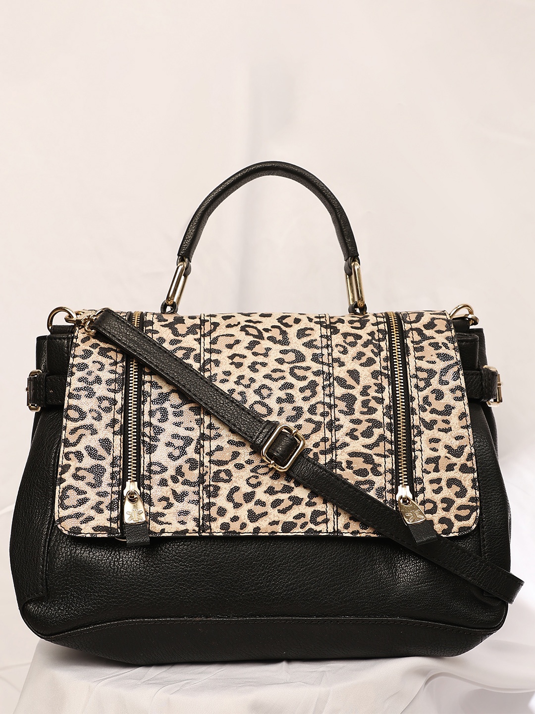 

RI2K LONDON Animal Printed Leather Shoulder Bag, Black