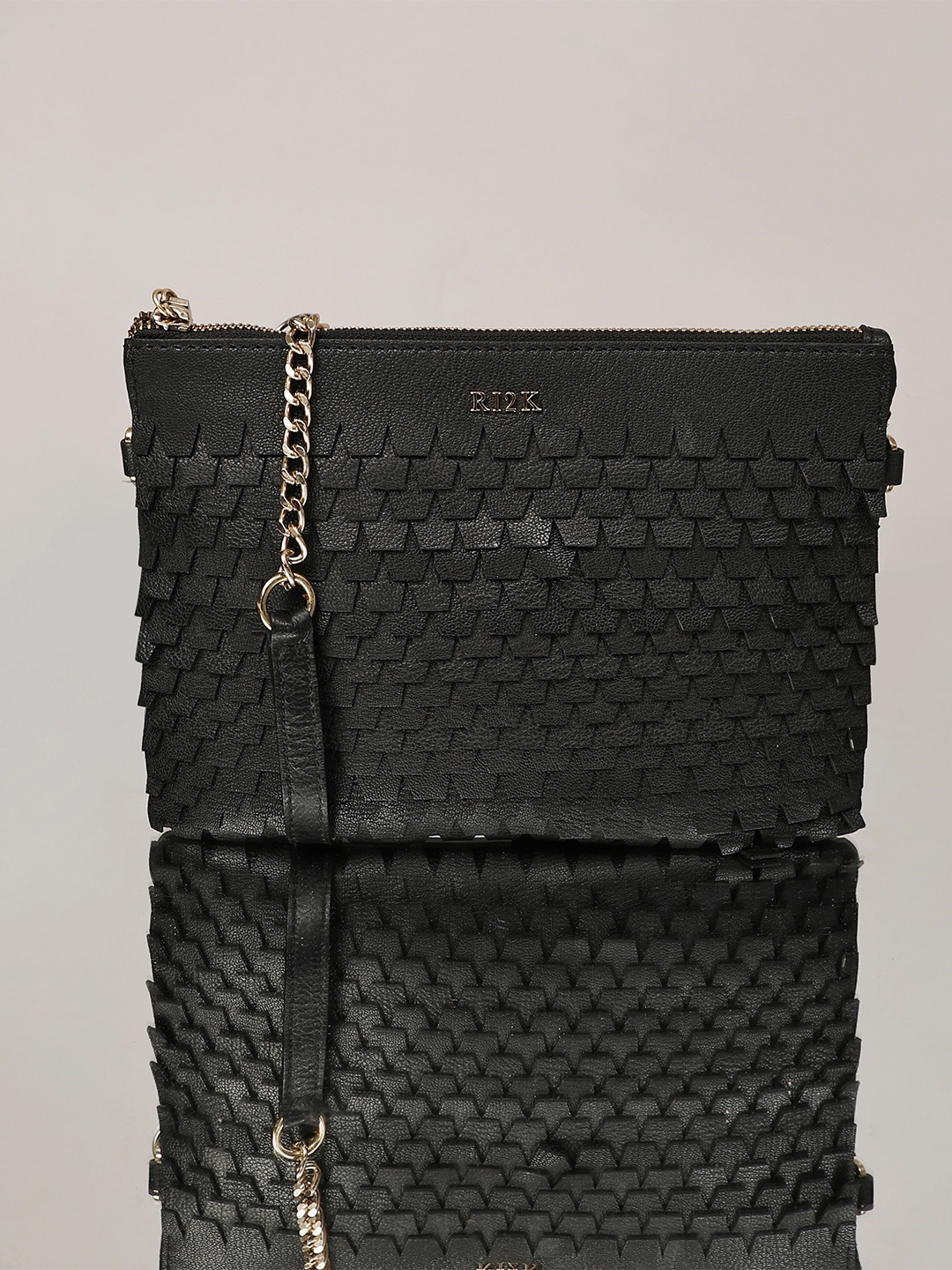 

RI2K LONDON Leather Swagger Satchel with Quilted, Black
