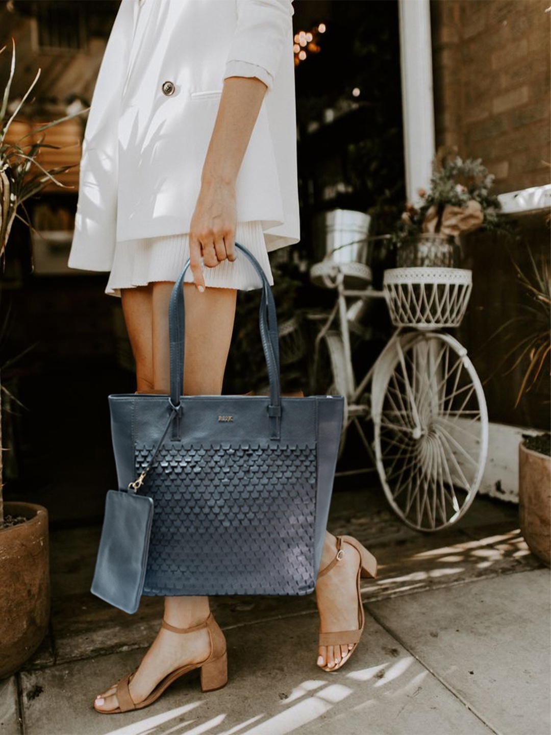 

RI2K LONDON Women Leather Shopper Shoulder Bag, Blue