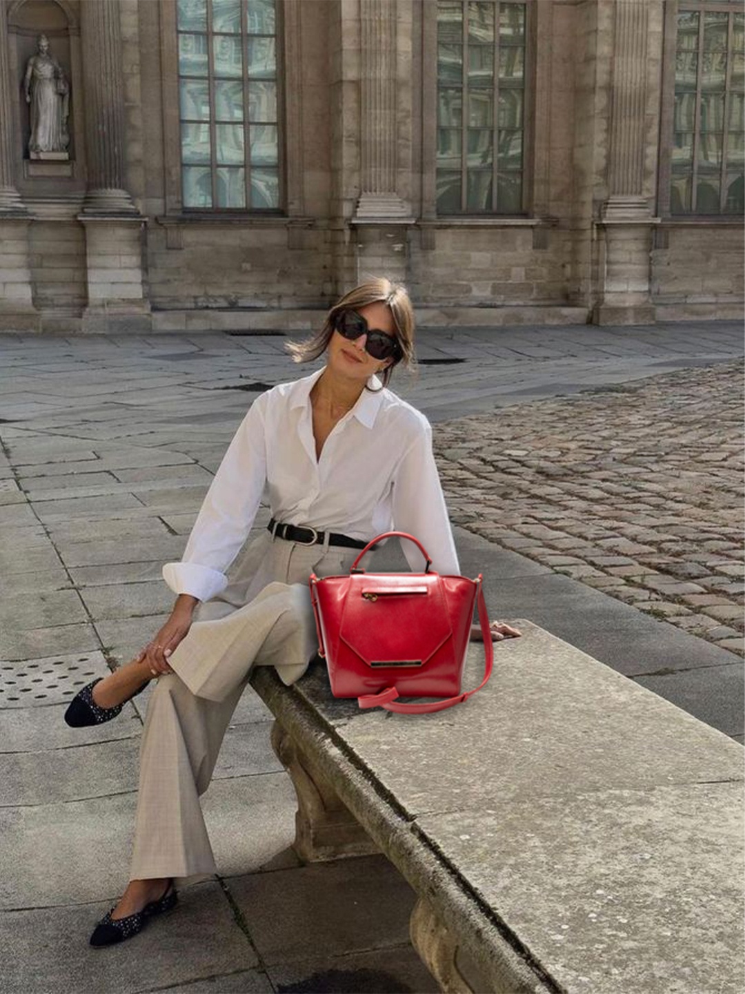 

RI2K LONDON Leather Textured Satchel Bag, Red