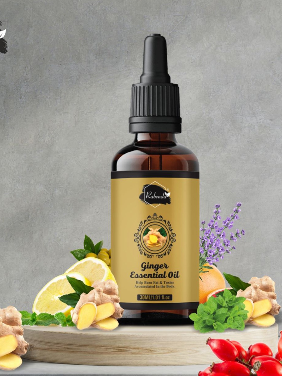 

Rabenda Ginger Essential Oil With Olive & Lemon Oil - 30 ml, Green