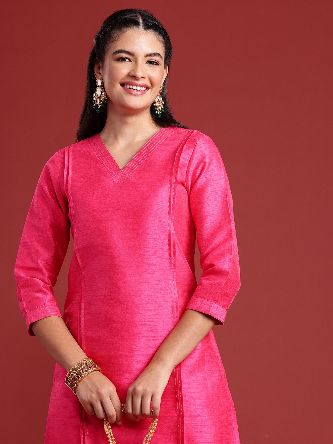 

Anouk Solid Kurta with Palazzos, Pink
