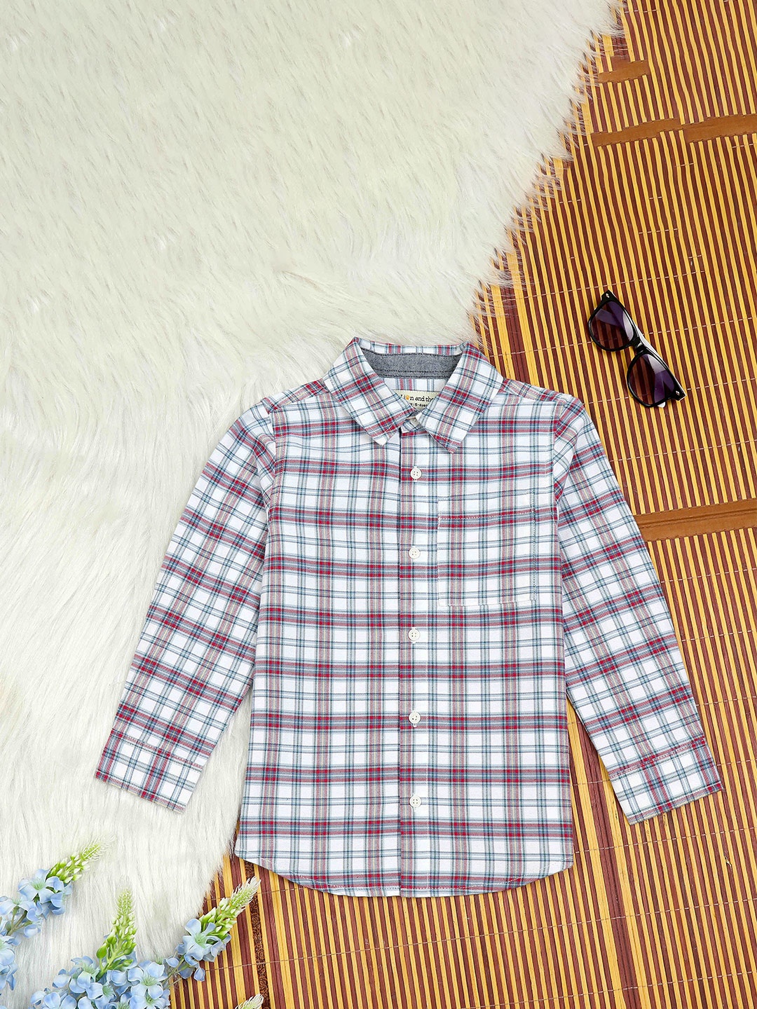 

The Lion and The Fish Boys Comfort Checked Pure Cotton Casual Shirt, White
