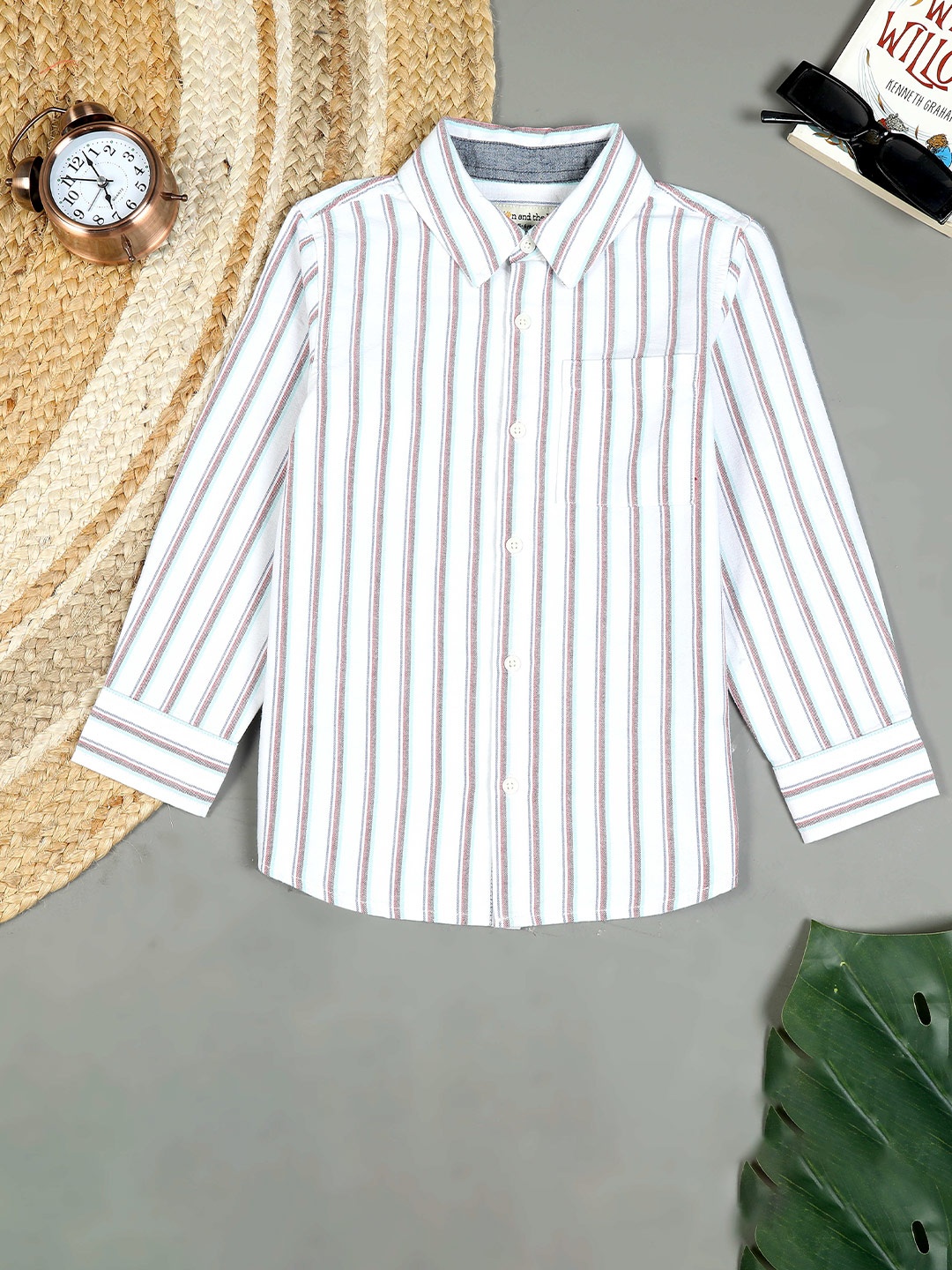 

The Lion and The Fish Boys Comfort Pure Cotton Striped Casual Shirt, White