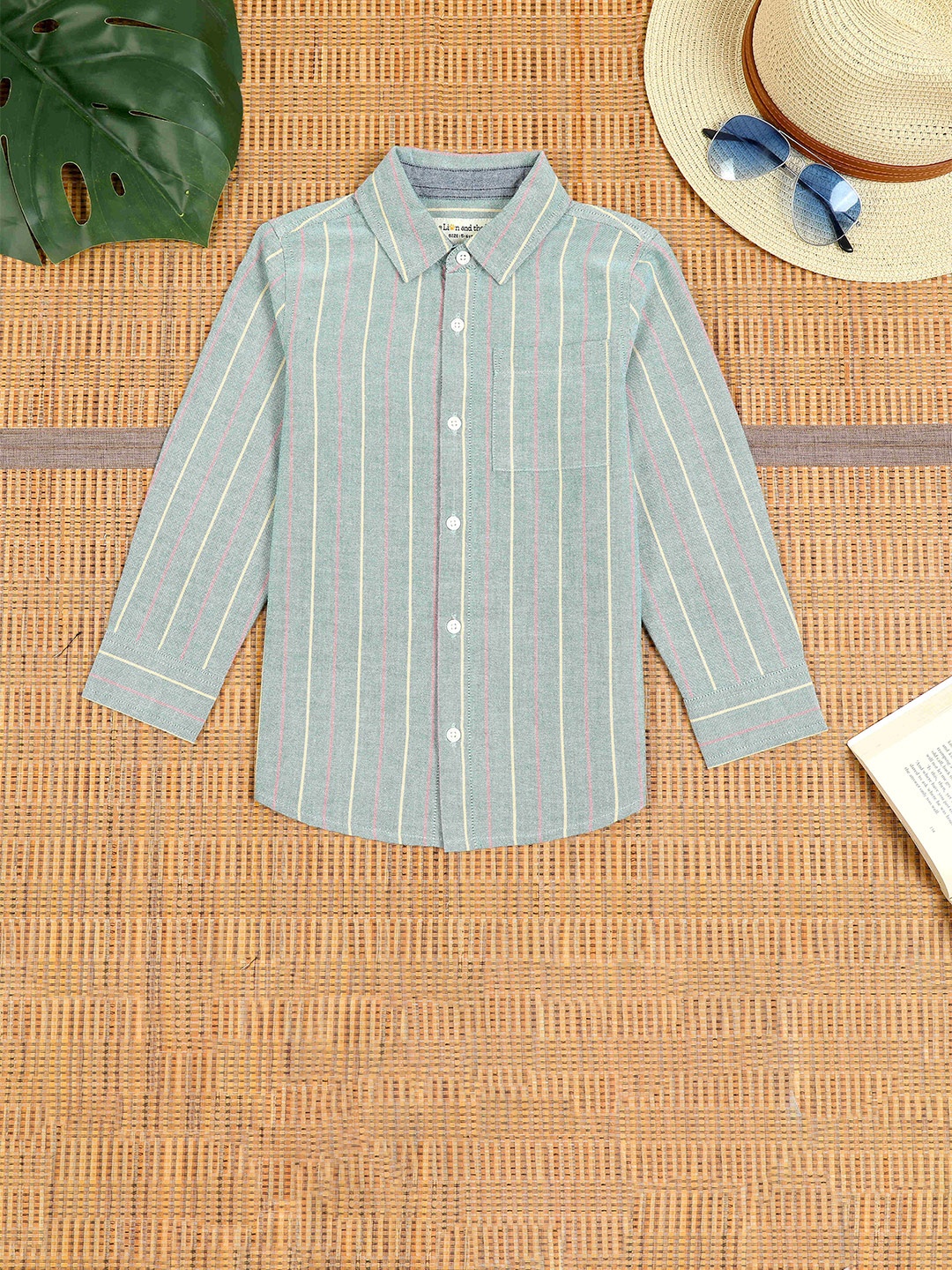 

The Lion and The Fish Boys Comfort Spread Collar Checked Cotton Relaxed Fit Casual Shirt, Grey