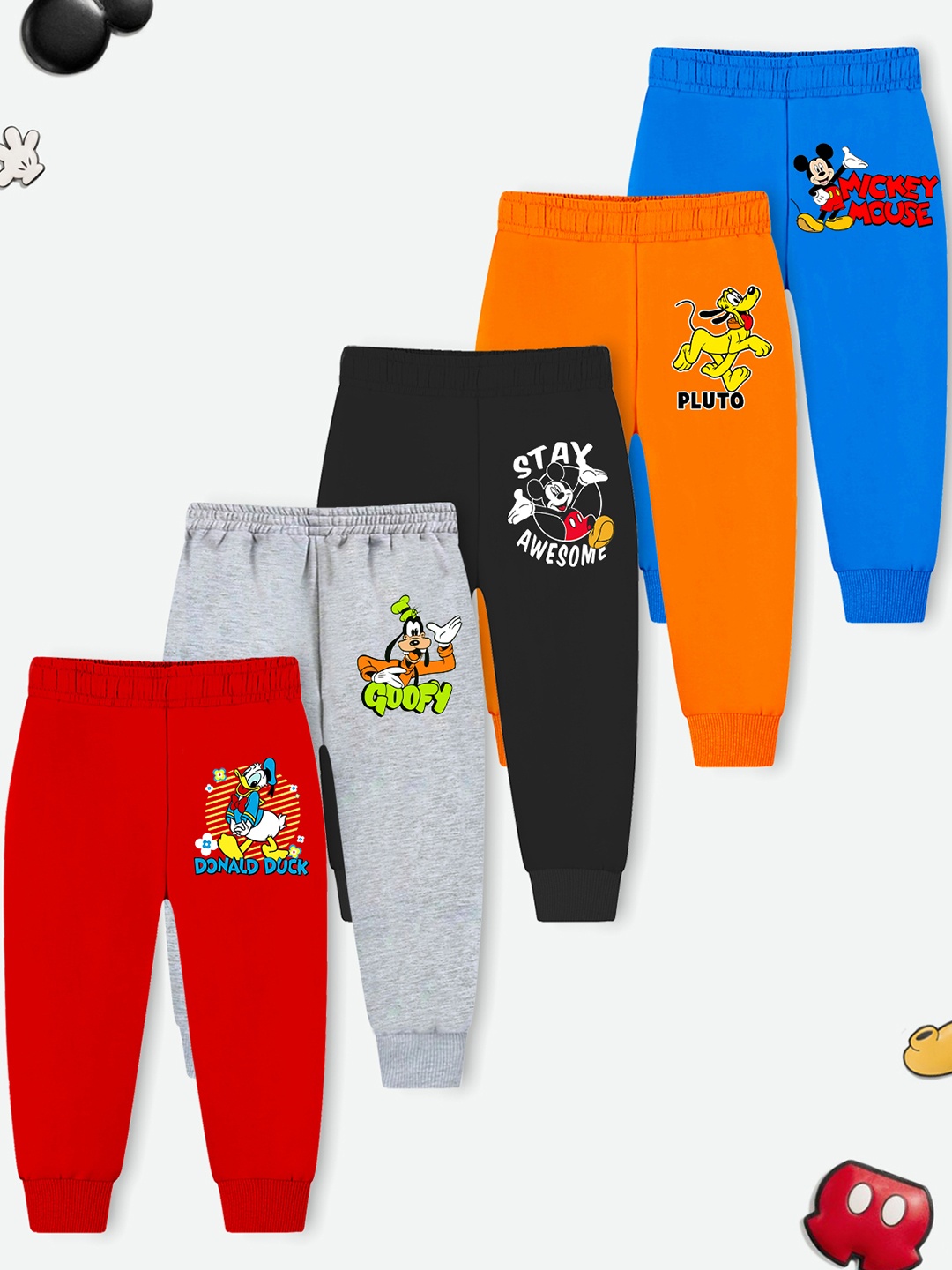

YK Disney Boys Pack Of 5 Cotton Mid-Rise Joggers, Red