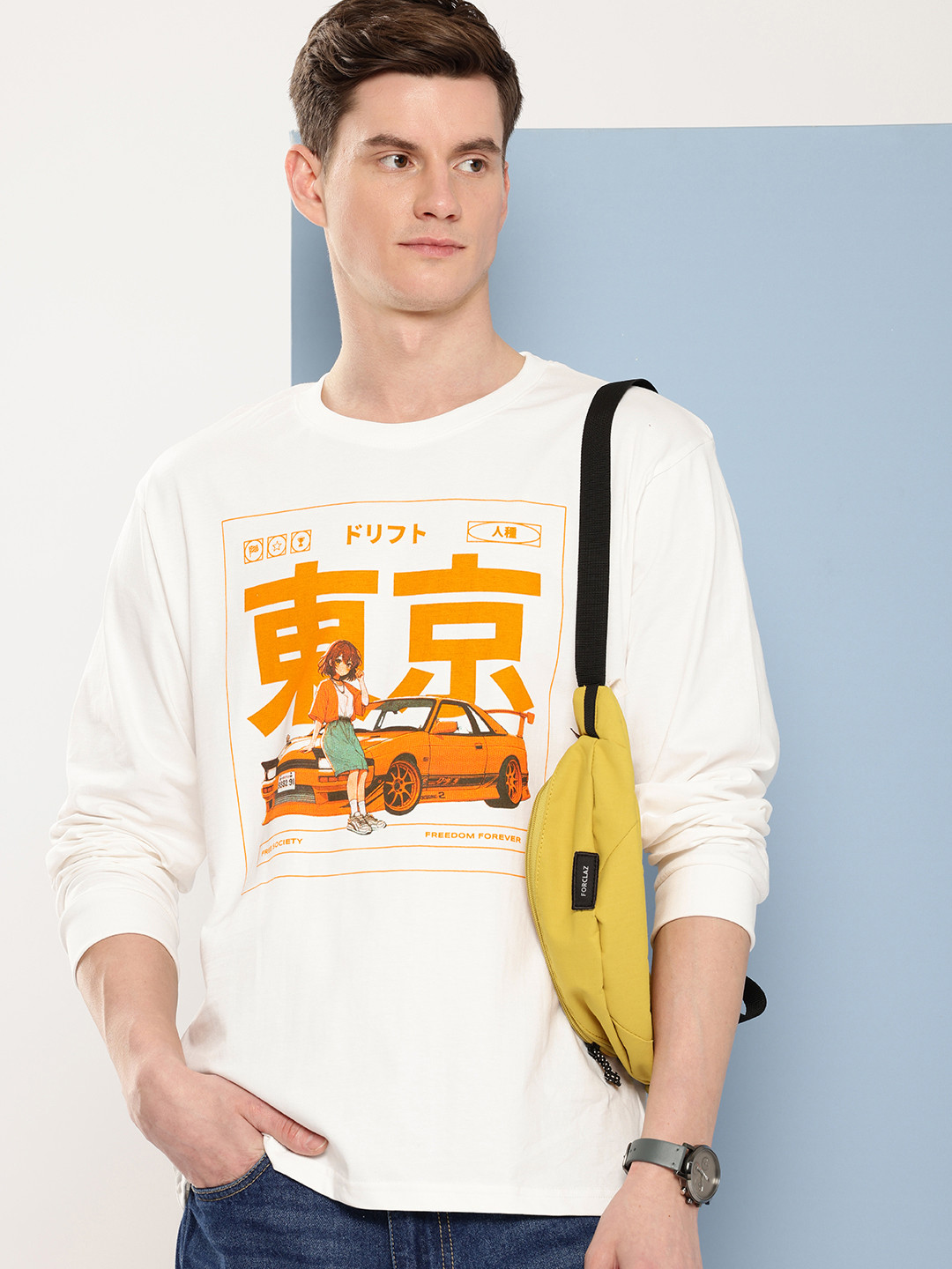 

FREE SOCIETY Men Printed Oversized T-shirt, Off white