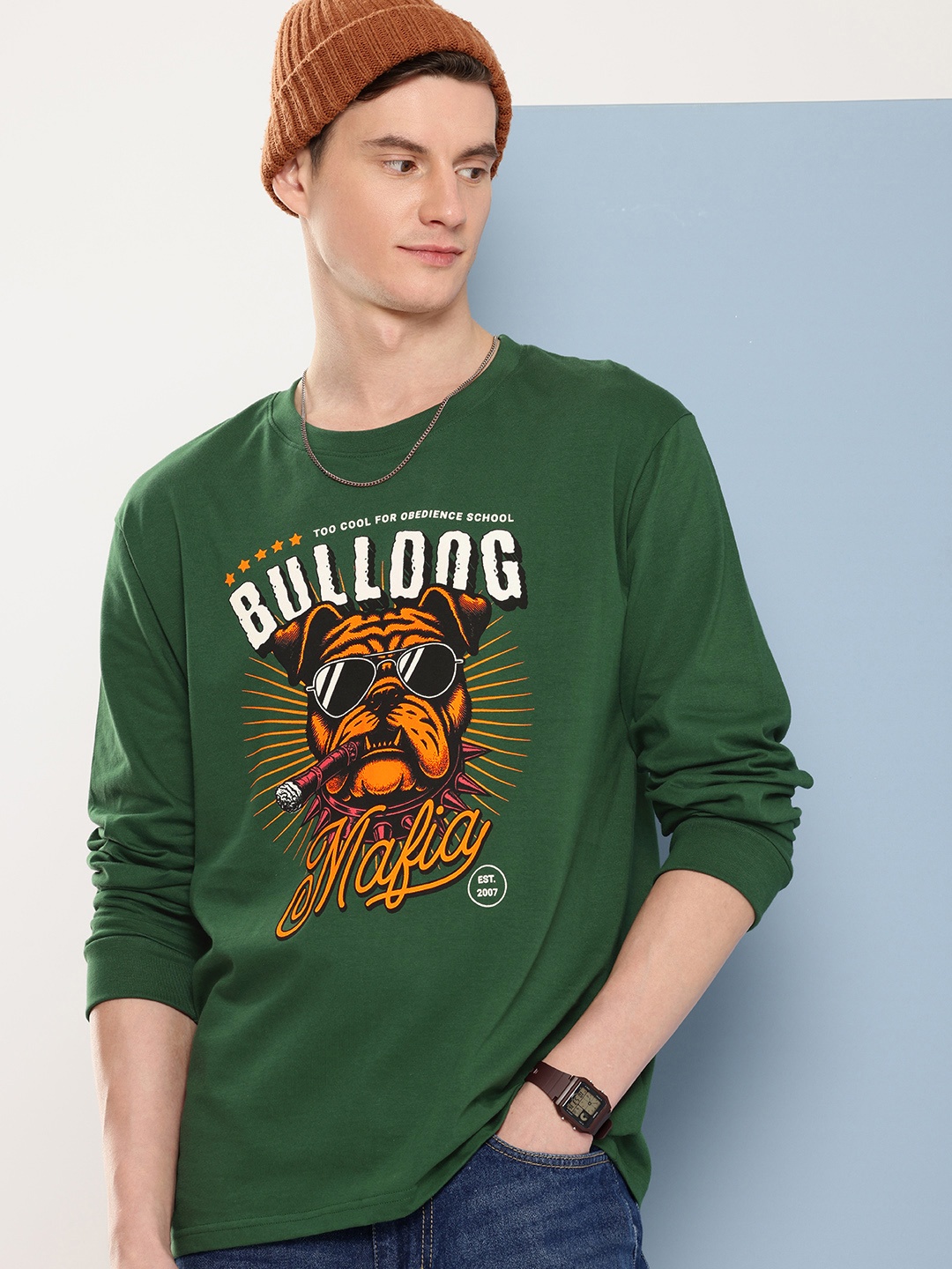 

FREE SOCIETY Men Printed Oversized T-shirt, Green