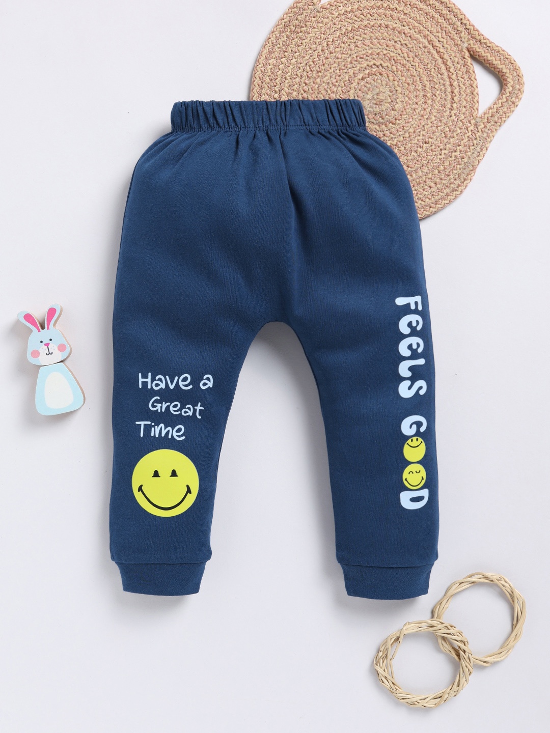 

Infants Stylish Infant Girls Printed Pure Cotton Joggers, Blue