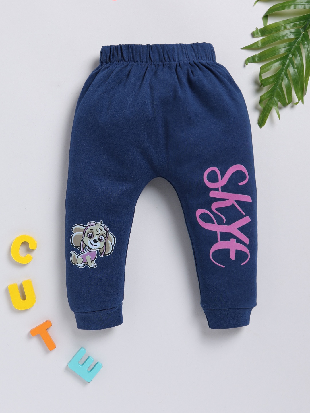 

Infants Stylish Infant Girls Printed Pure Cotton Joggers, Blue