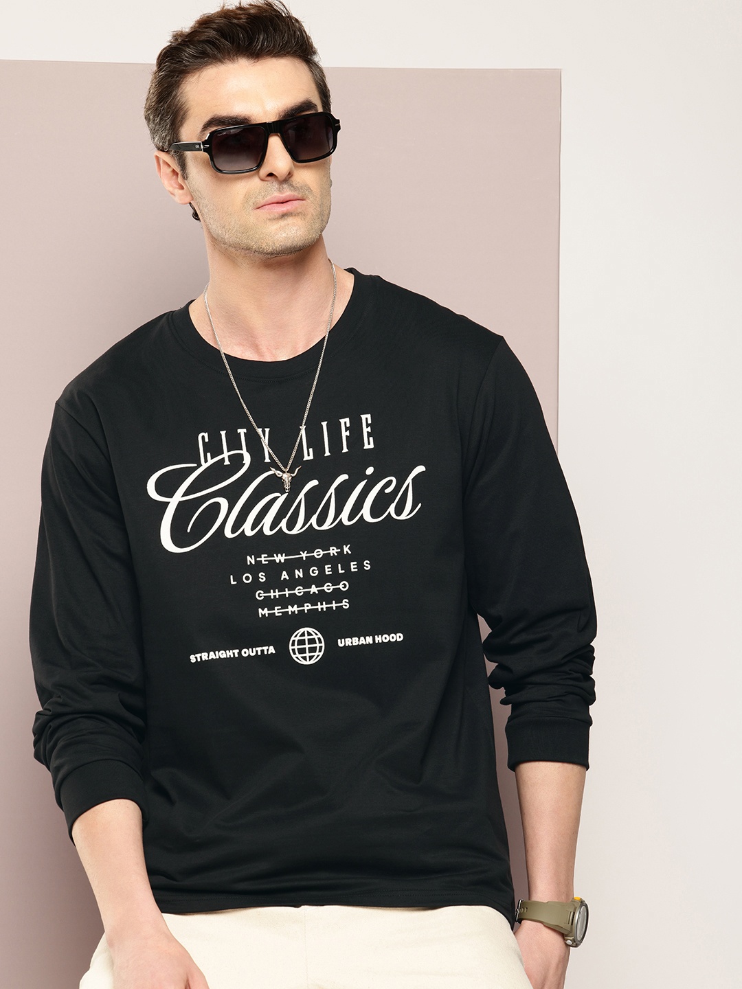 

DILLINGER Men Printed Oversized Pure Cotton T-shirt, Black