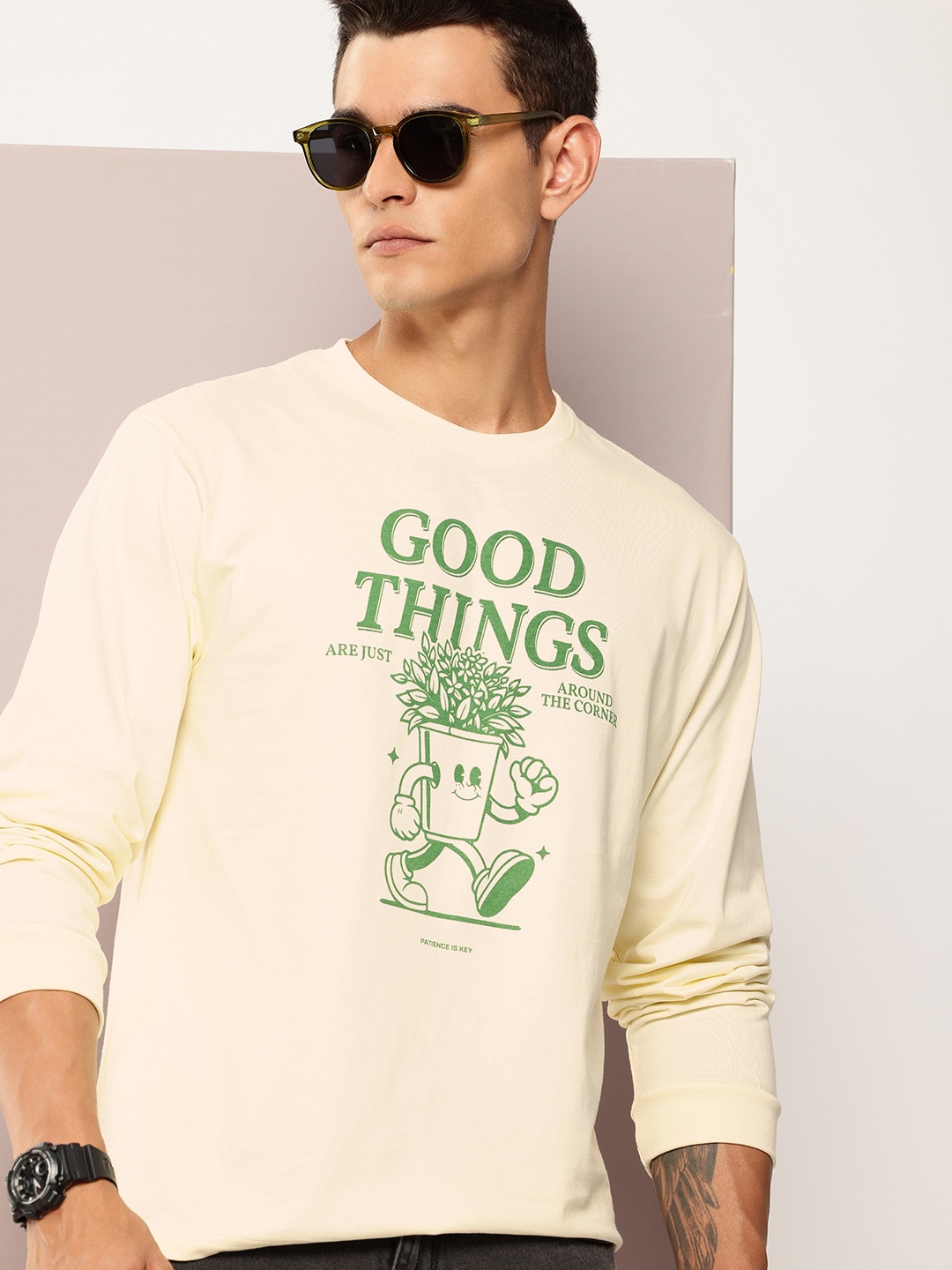 

DILLINGER Men Typography Printed Oversized Pure Cotton T-shirt, Off white