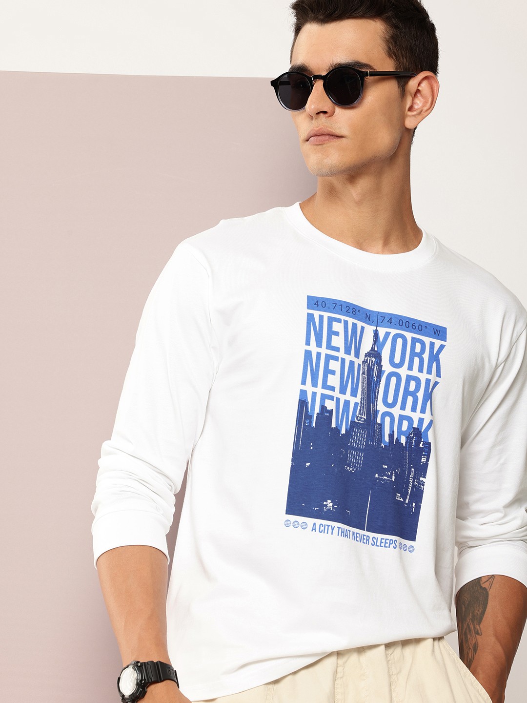 

DILLINGER Men Printed Oversized Pure Cotton T-shirt, White