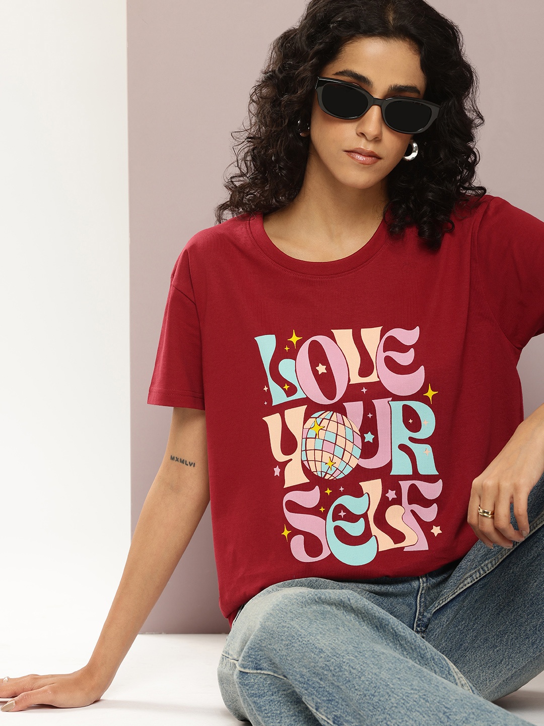 

DILLINGER Typography Printed Pure Cotton Boxy T-shirt, Red