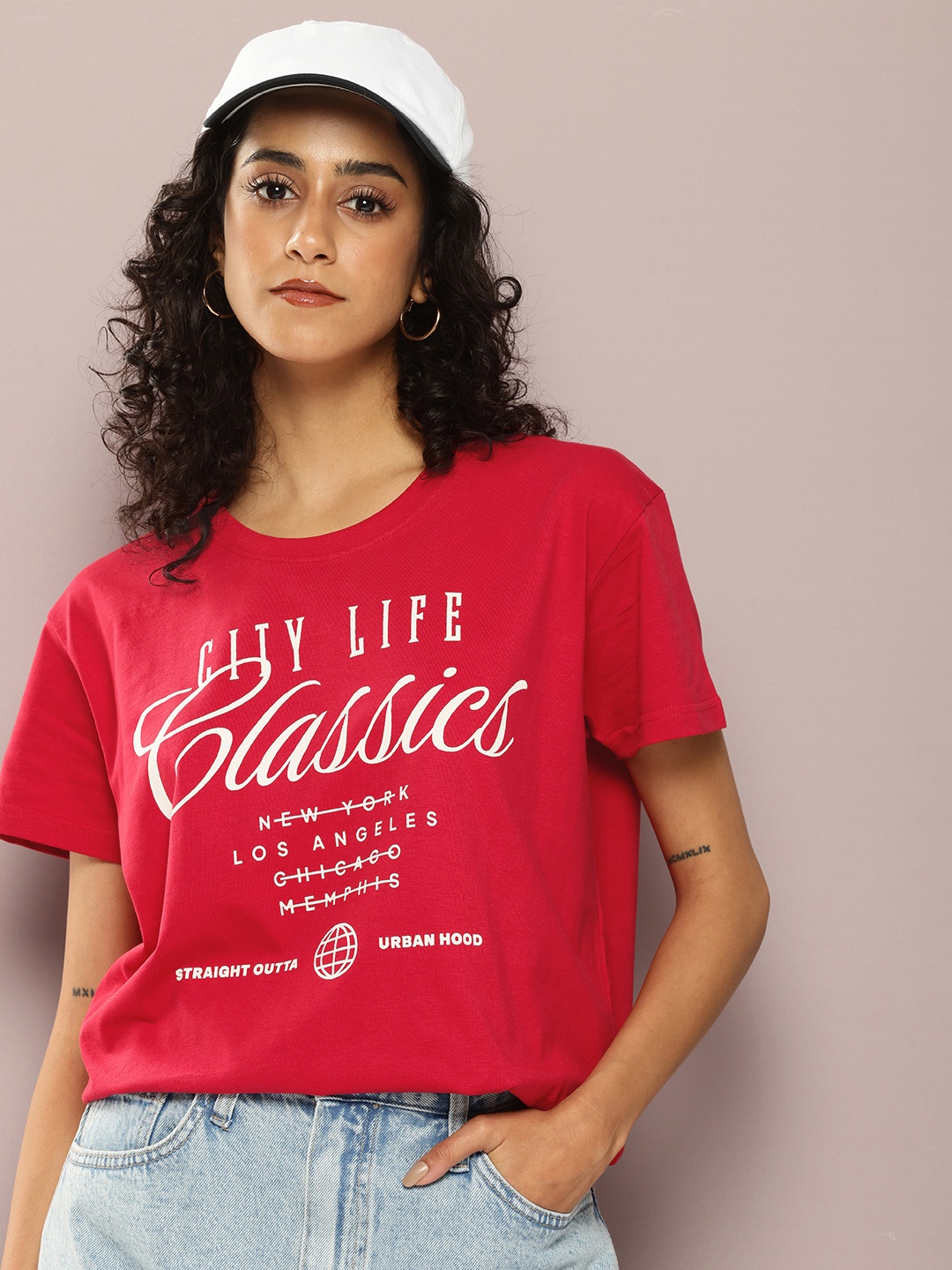 

DILLINGER Typography Printed Pure Cotton Boxy T-shirt, Red
