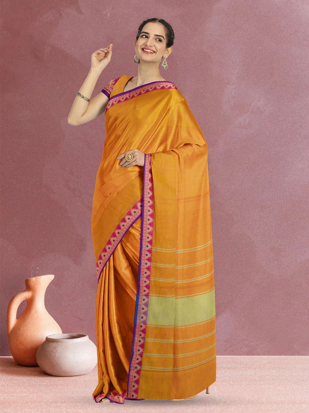 

Avishya Zari Pure Cotton Kanjeevaram Saree, Orange