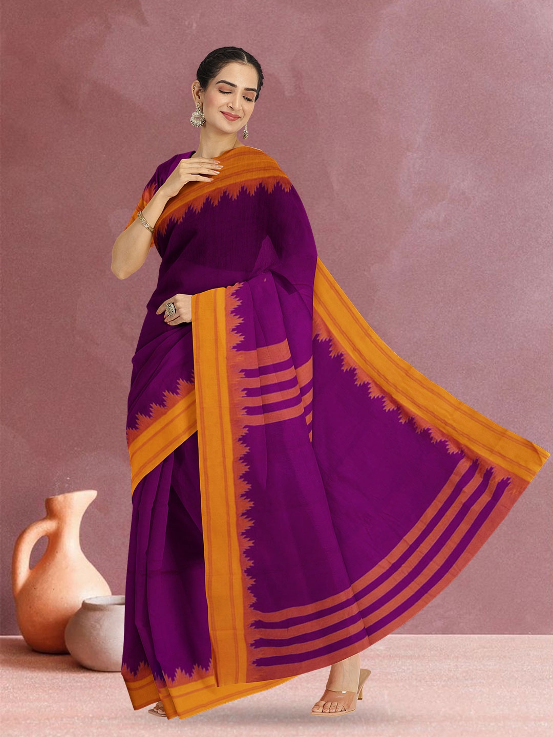 

Avishya Woven Design Pure Cotton Kanjeevaram Saree, Purple