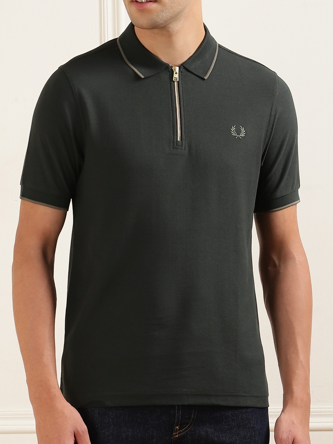 

Fred Perry Men Striped Polo Collar Cotton NA T-shirt, Pink