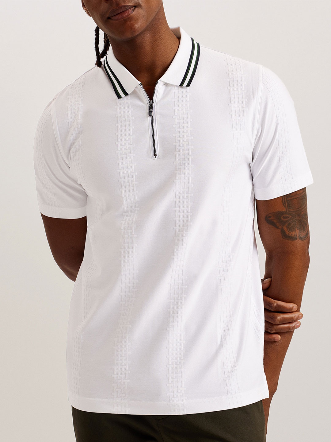 

Ted Baker Men Solid Polo Collar Cotton T-shirt, Beige