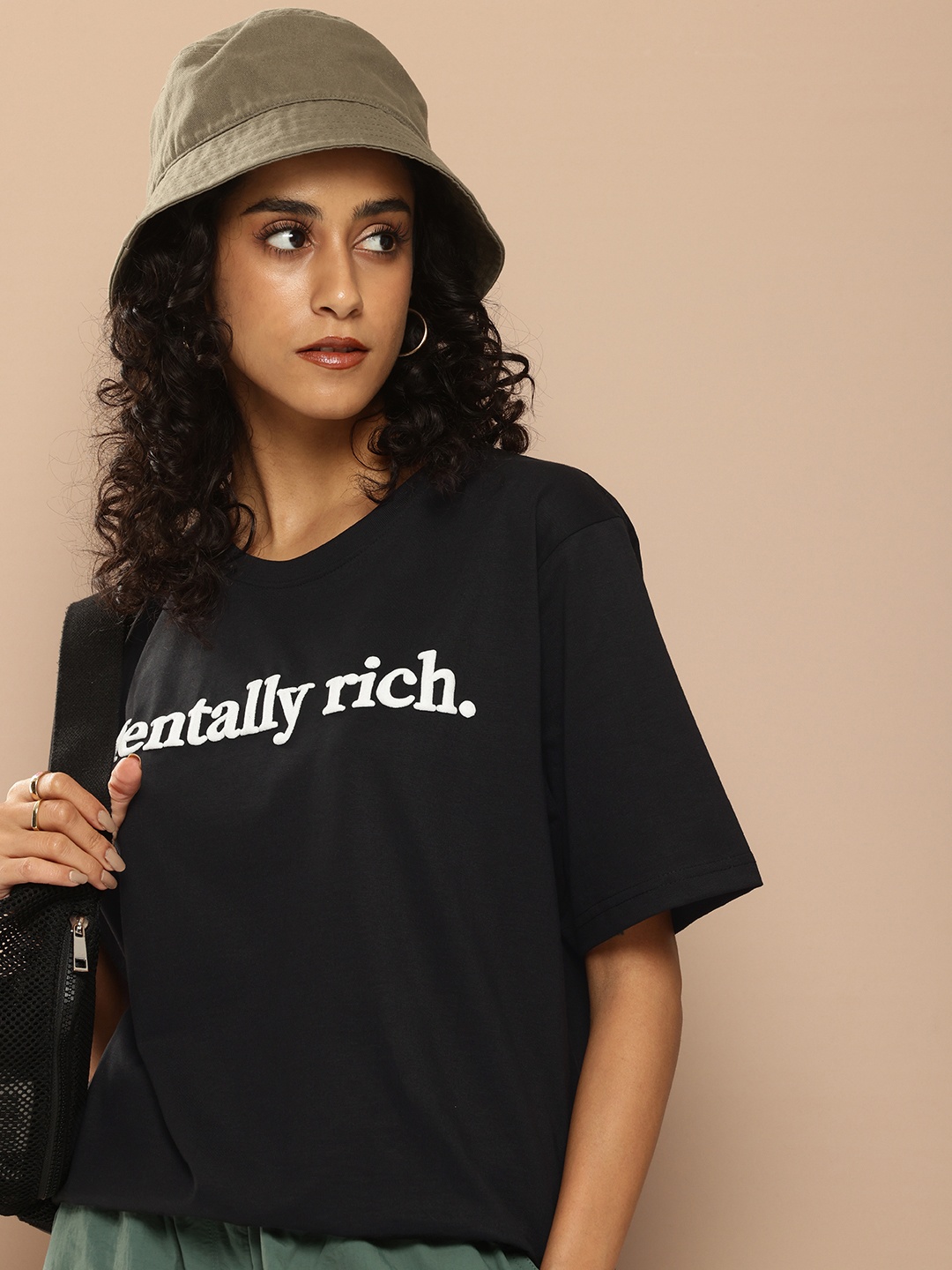 

Difference of Opinion Typography Printed Pure Cotton T-shirt, Black