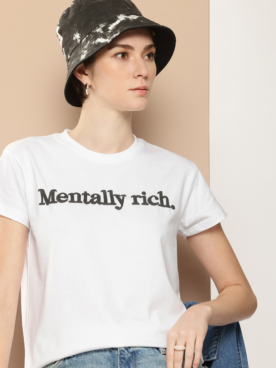 

Difference of Opinion Typography Printed Pure Cotton Boxy T-shirt, White