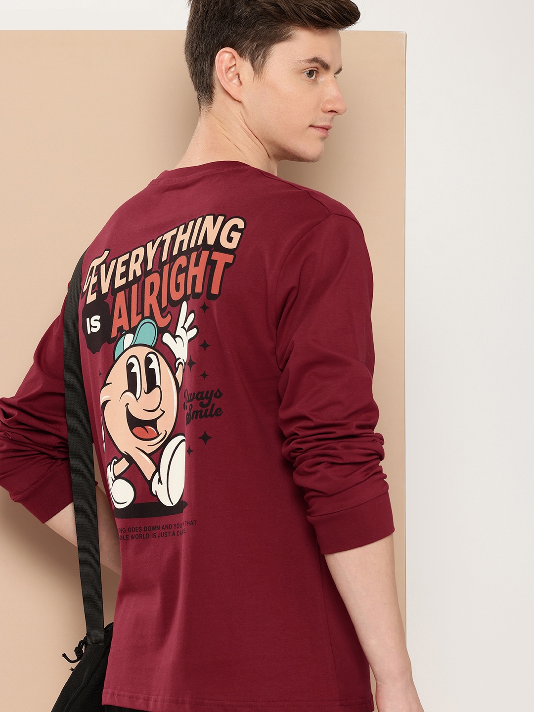 

Difference of Opinion Men Printed Oversized Pure Cotton T-shirt, Red