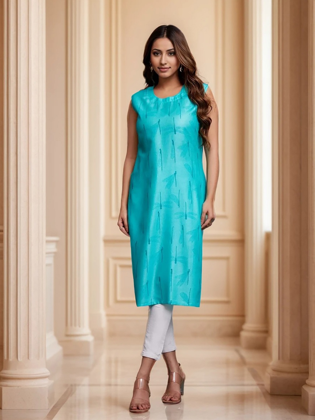 

KALINI Women Patchwork Kurta, Blue