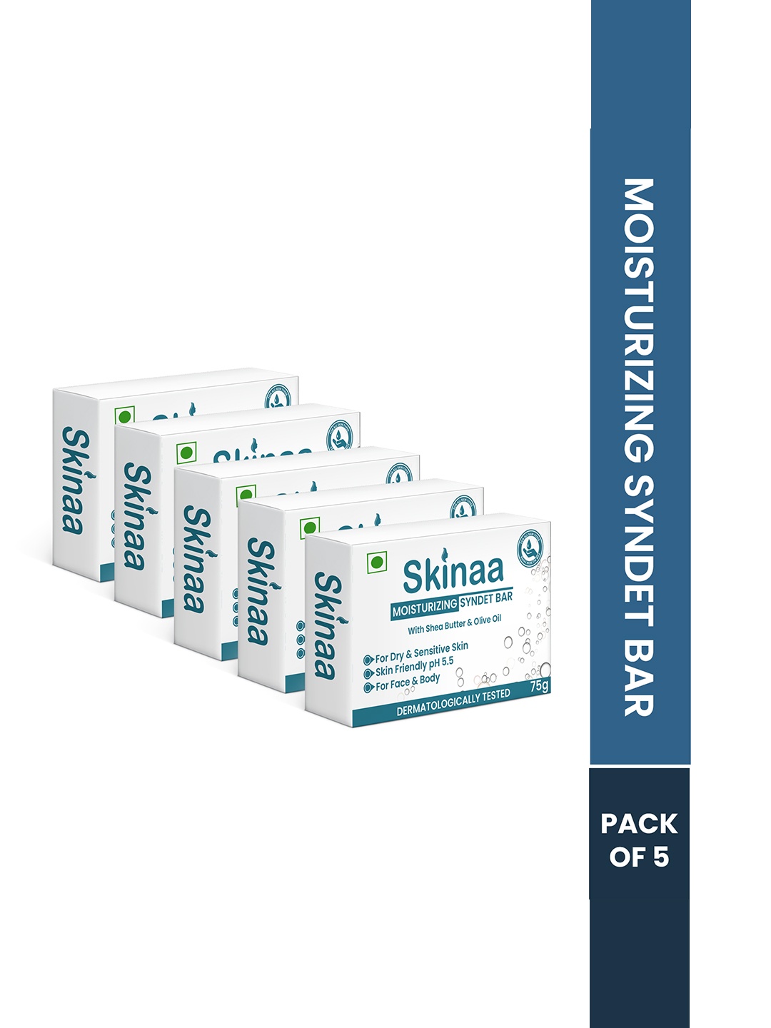 

SKINAA Set Of 5 Moisturizing Syndet Bar - 75 g Each, White