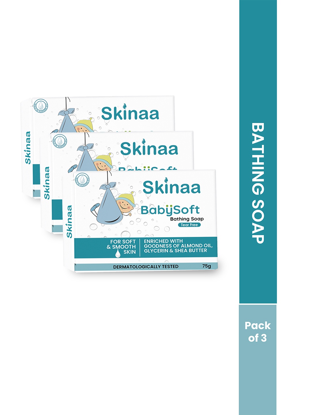 

SKINAA Set Of 3 BabySoft Bathing Soap - 75 g Each, White