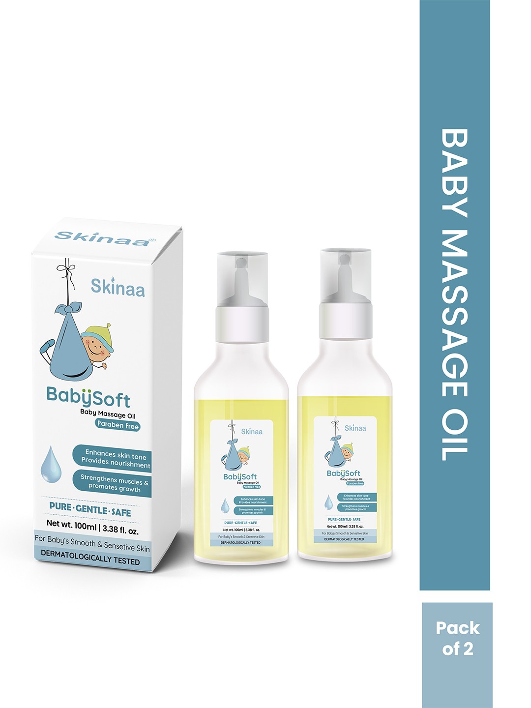 

SKINAA Set Of 2 Babysoft Massage Oil - 100 ml Each, White