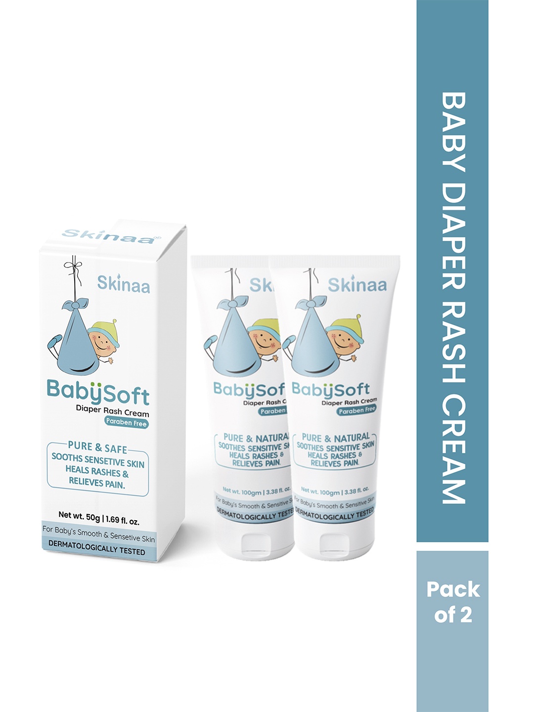 

SKINAA Set Of 2 Babysoft Diaper Rash Cream - 50 g Each, White