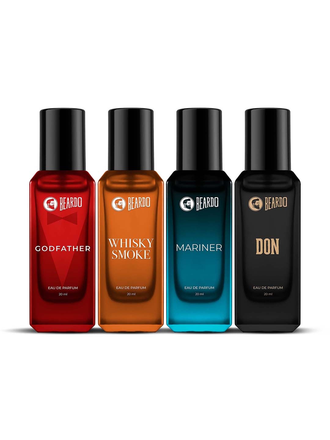 

BEARDO Men Set of 4 Eau De Parfum 20 ml each - Whisky Smoke + Godfather + Mariner + Don, Multi