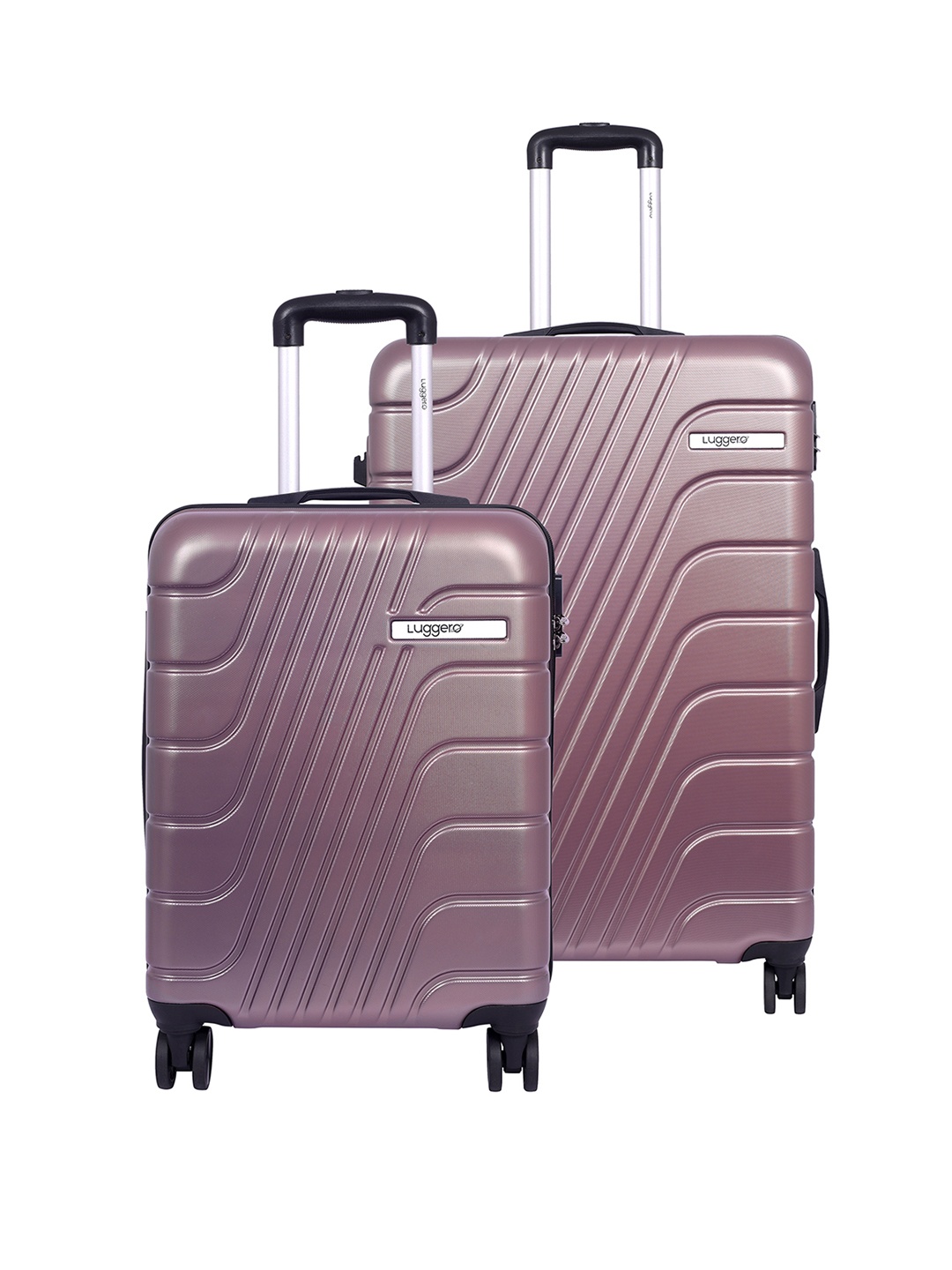 

Luggero ETERNAL Unisex Set Of 2 Textured Hard Sided 360-Degree Rotation Large Trolley Bags, Purple