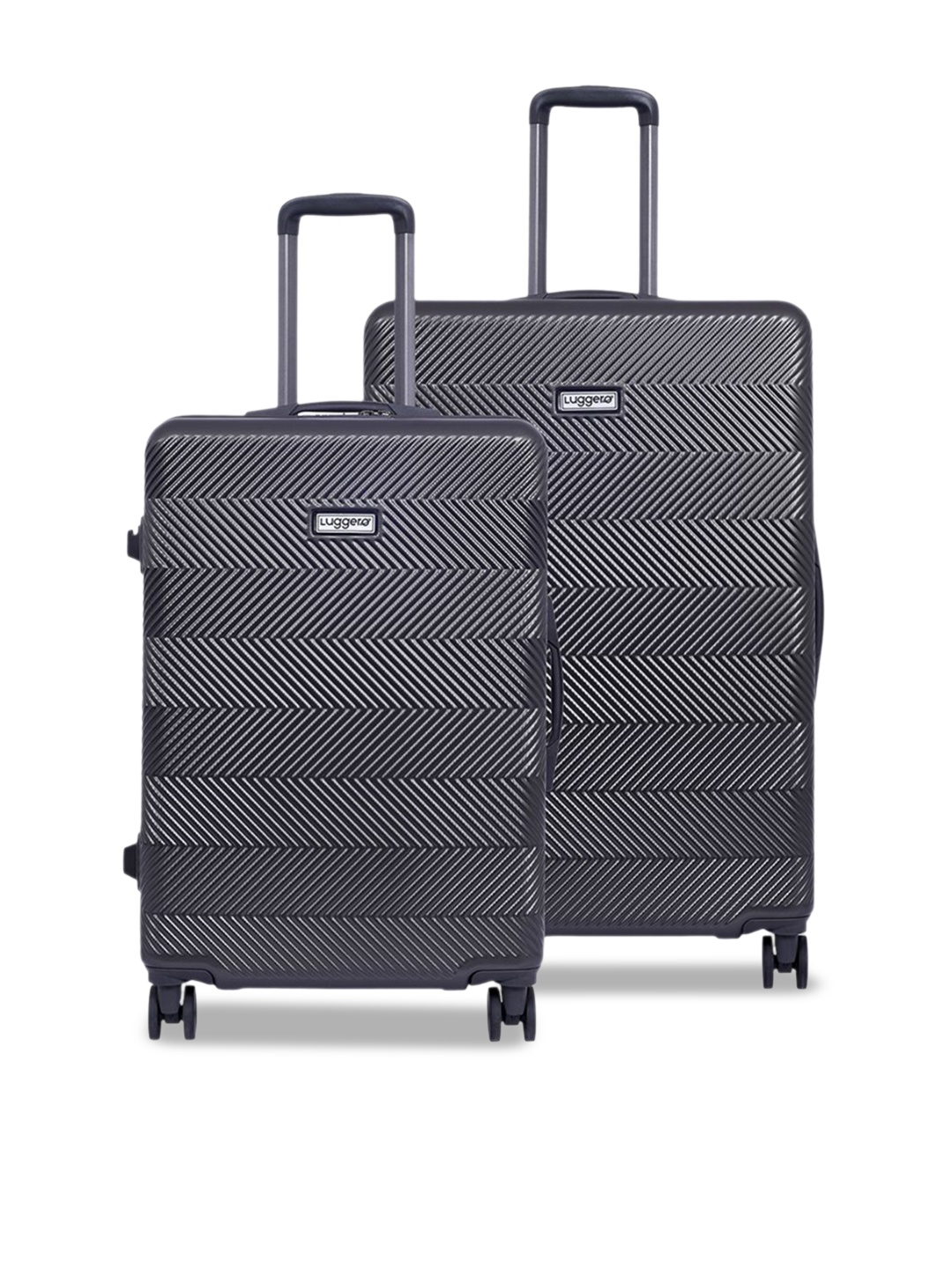

Luggero Unisex Set Of 2 Textured Hard Sided 360-Degree Rotation Trolley Bags, Grey