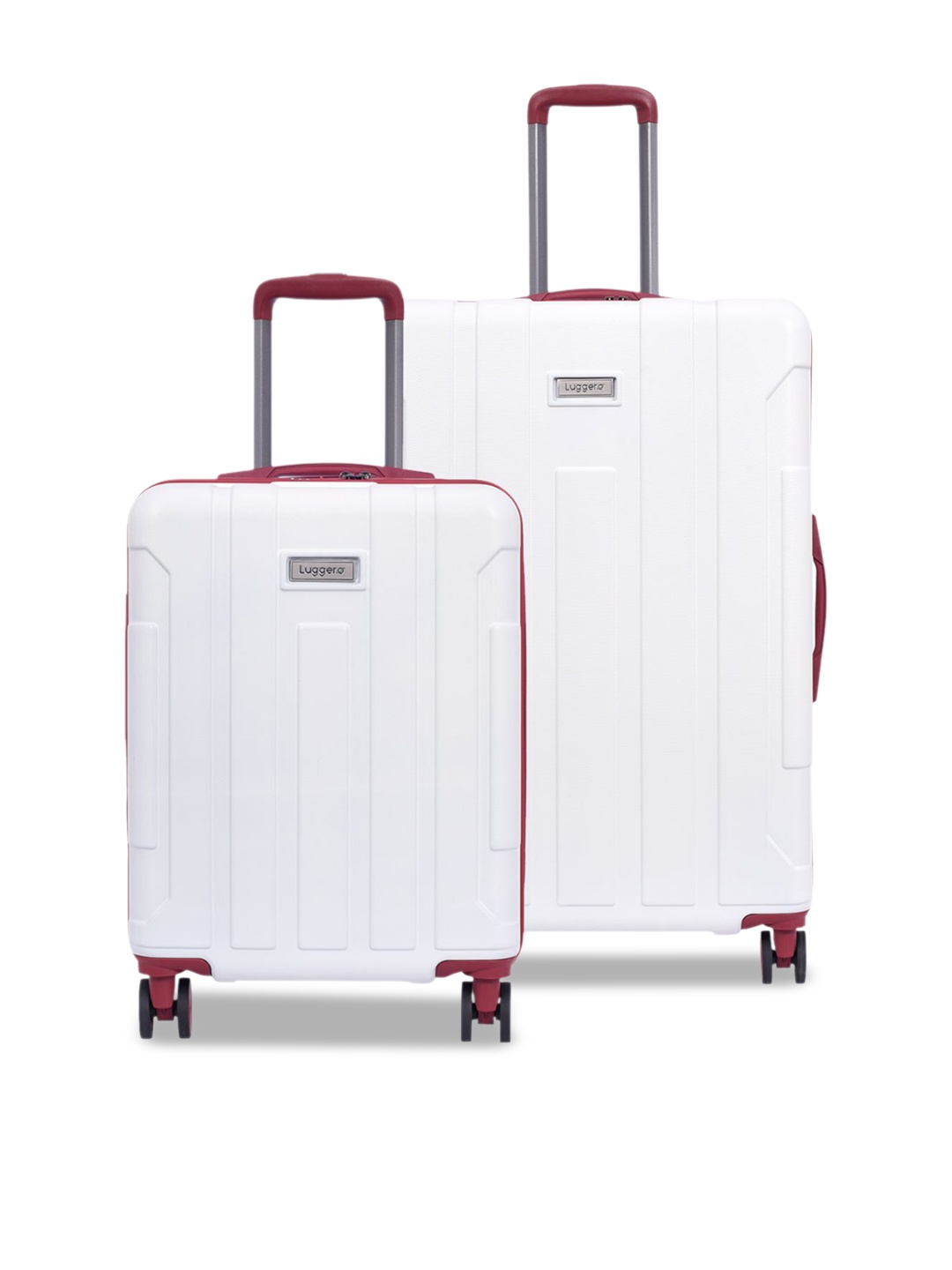 

Luggero Set Of 2 Hard-Sided Medium & Cabin Trolley Bag, Off white