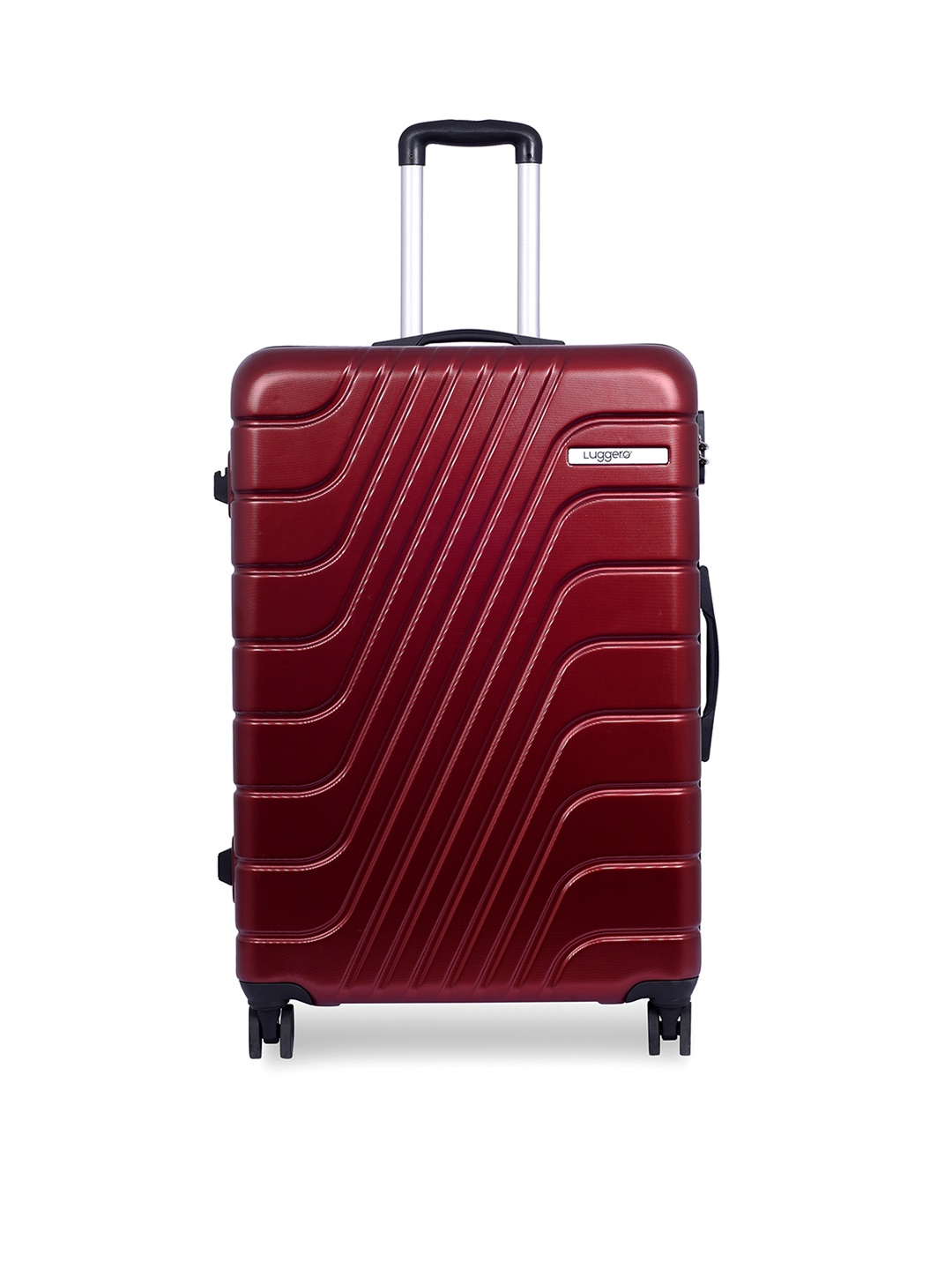 

Luggero Unisex Textured Hard Sided 360-Degree Rotation Large Trolley Bag, Red