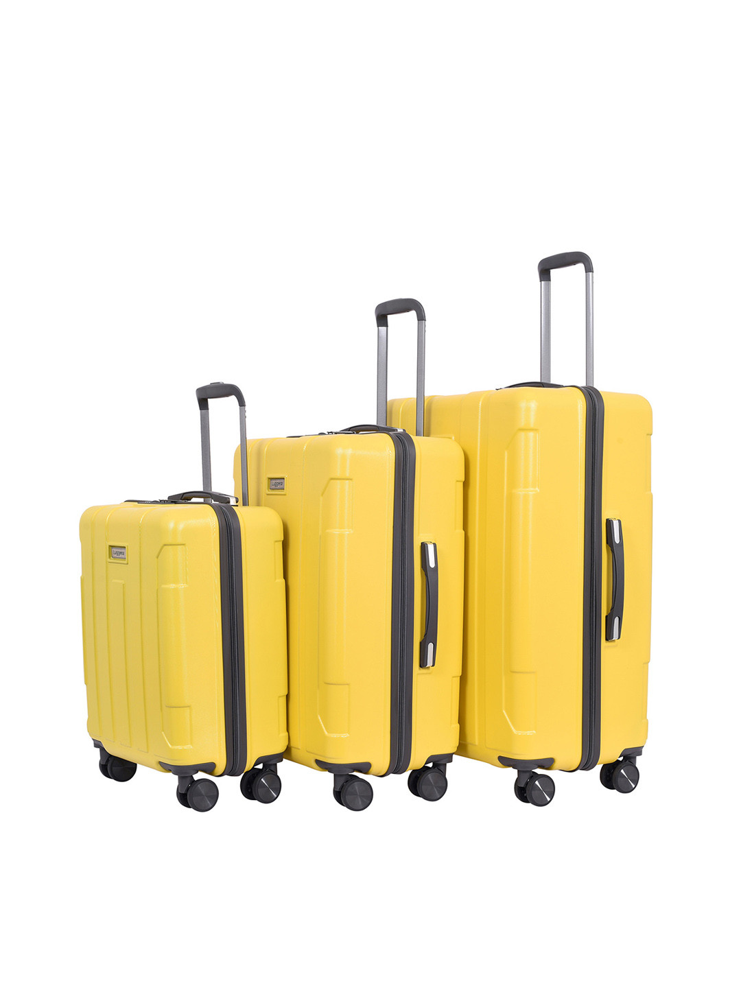 

Luggero Unisex Set Of 3 Textured Hard Sided 360-Degree Rotation Trolley Bags, Yellow