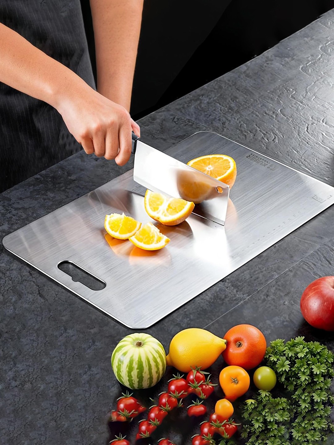 

Kuber Industries Stainless Steel Chopping Board