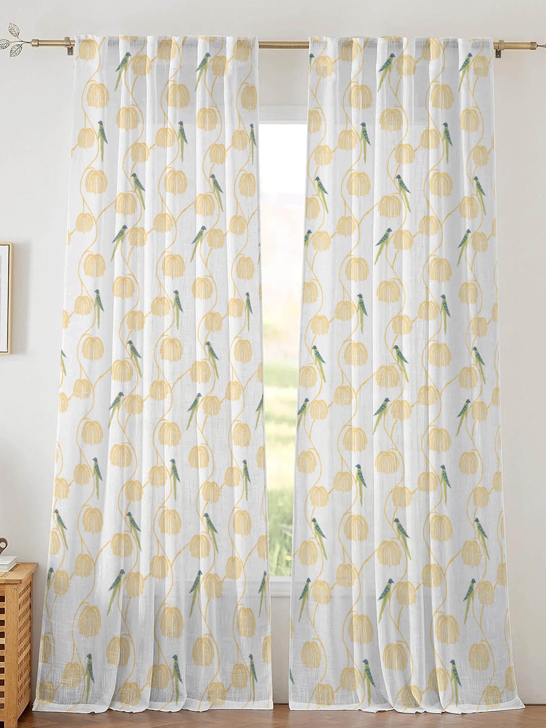 

Tranquebar Home Blue & White 2 Pieces Ethnic Motifs Sheer Door Curtains