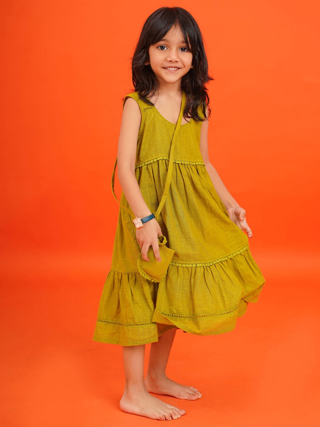 

Peekaaboo Kids Layered A-Line Dress, Mustard