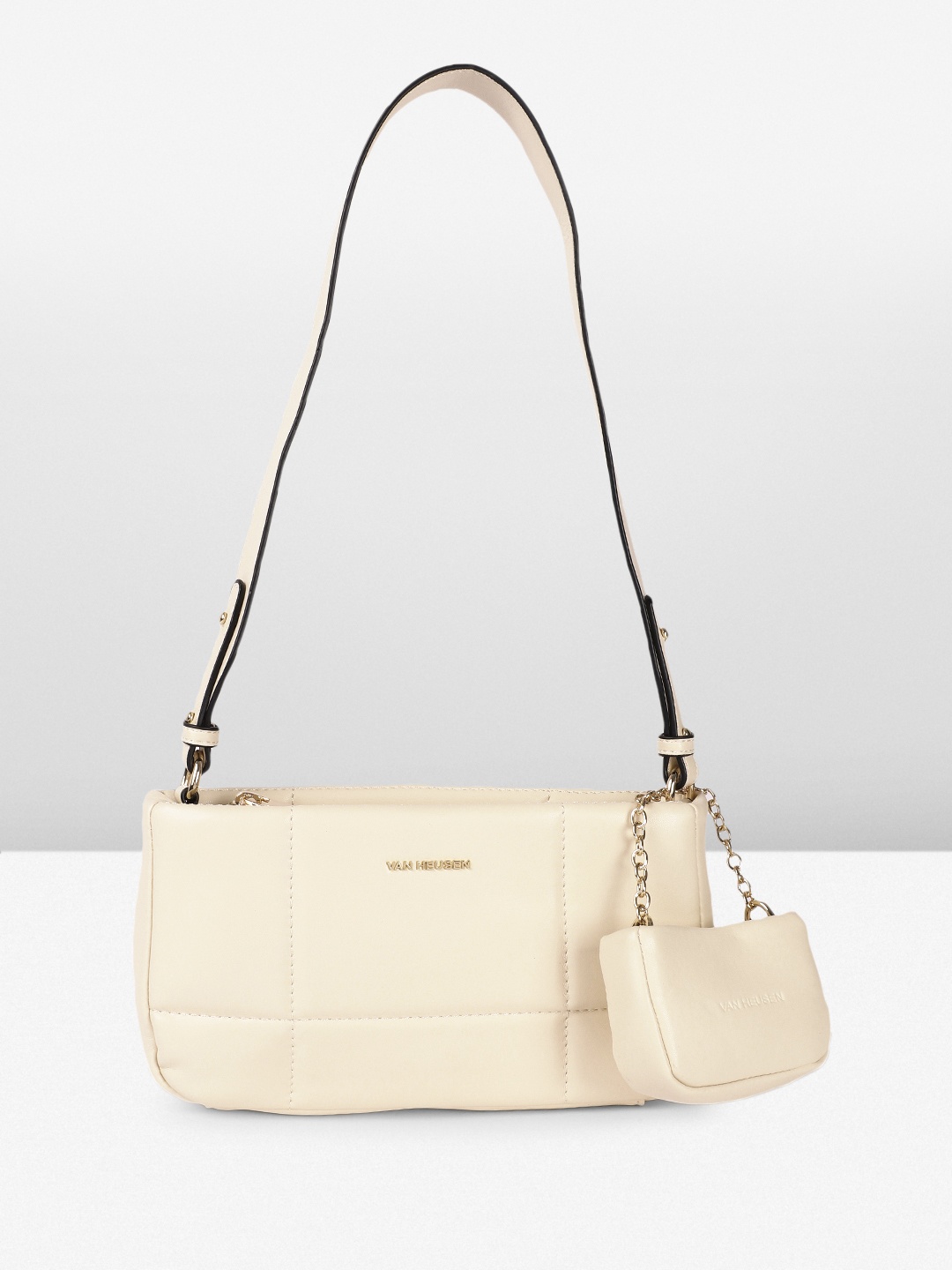 

Van Heusen Quilted Shoulder Bag with Pouch, Cream