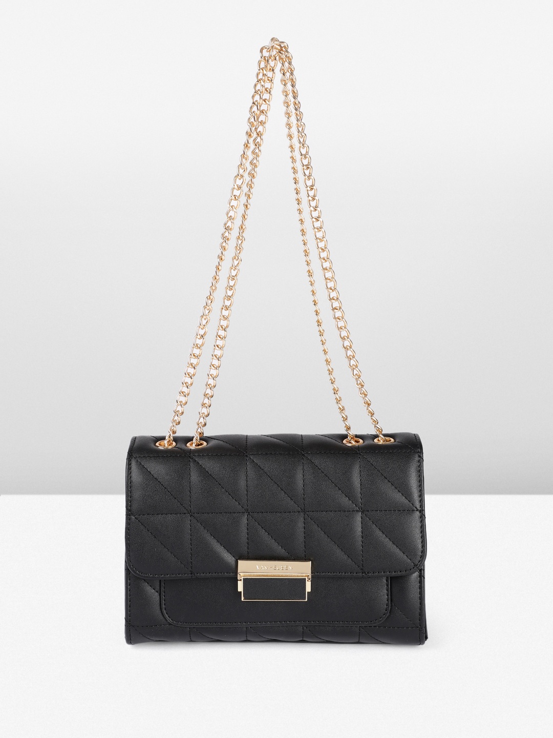 

Van Heusenv Quilted Satchel with Chain Handle, Black