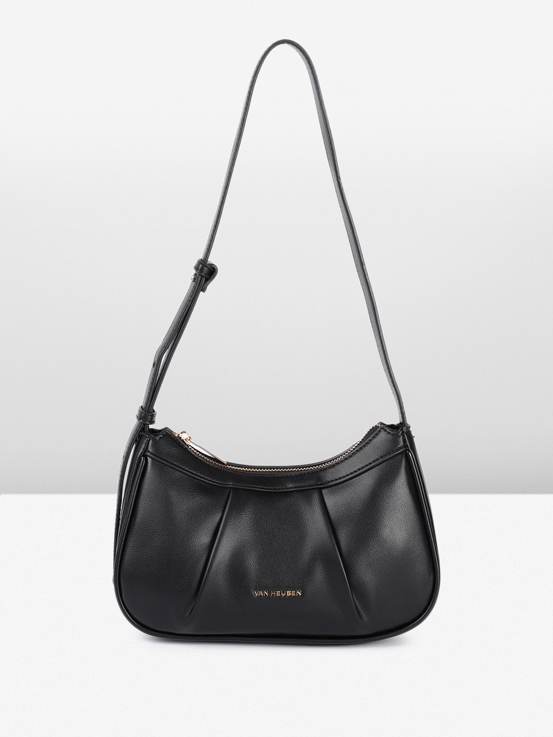 

Van Heusen Self-Design Baguette Bag, Black