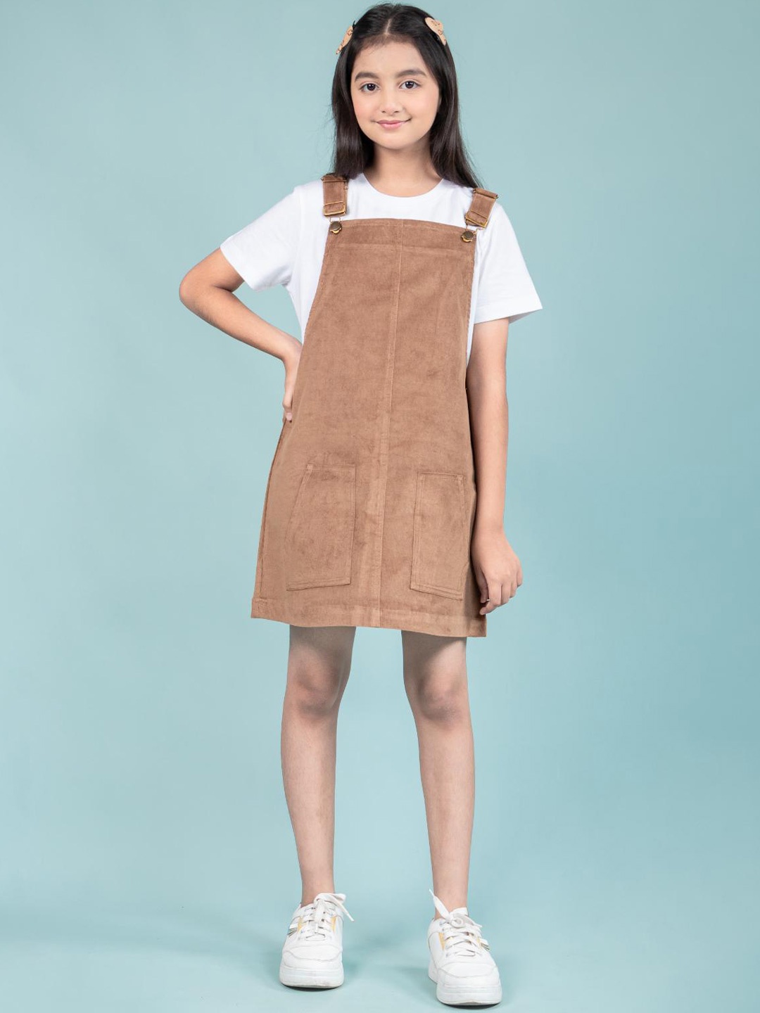 

TWEENY MINI Girls Pure Cotton Pinafore Dress, Beige