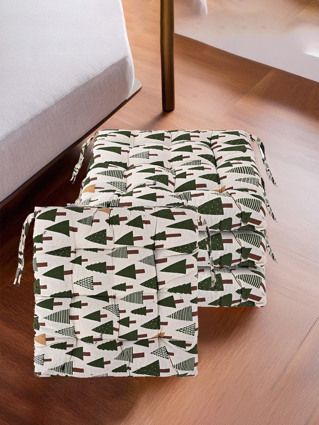 

Kuber Industries Green 4 Pieces Printed Cotton Chair Pads