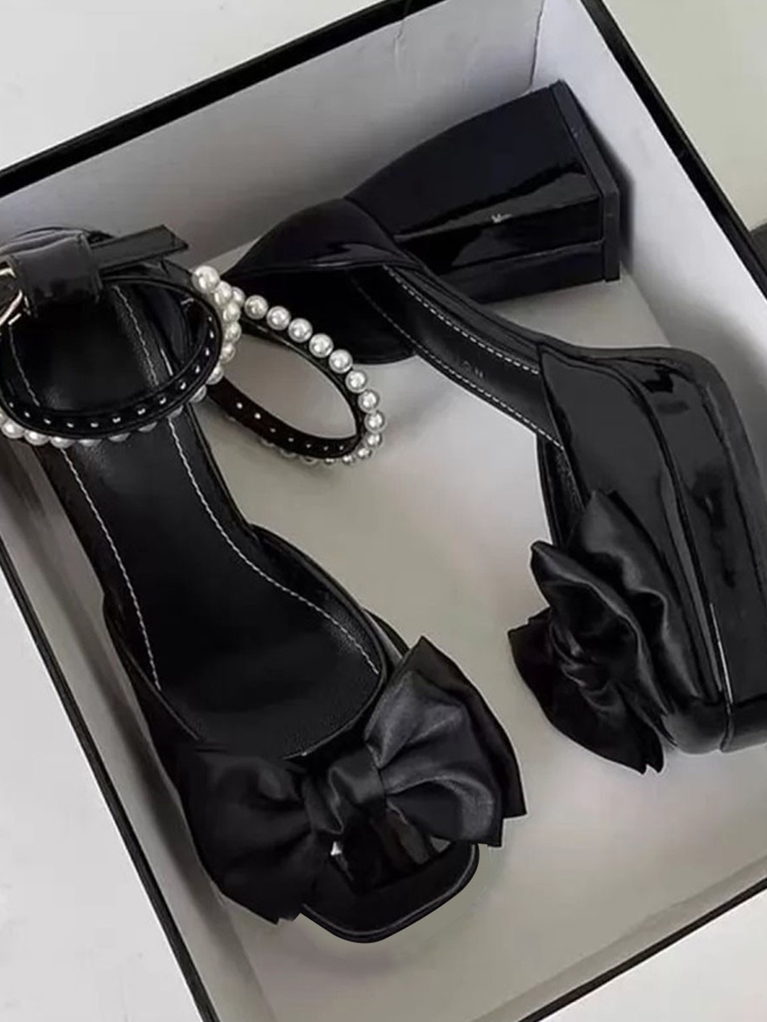 

Street Style Store Women Platform Sandals with Bows, Black