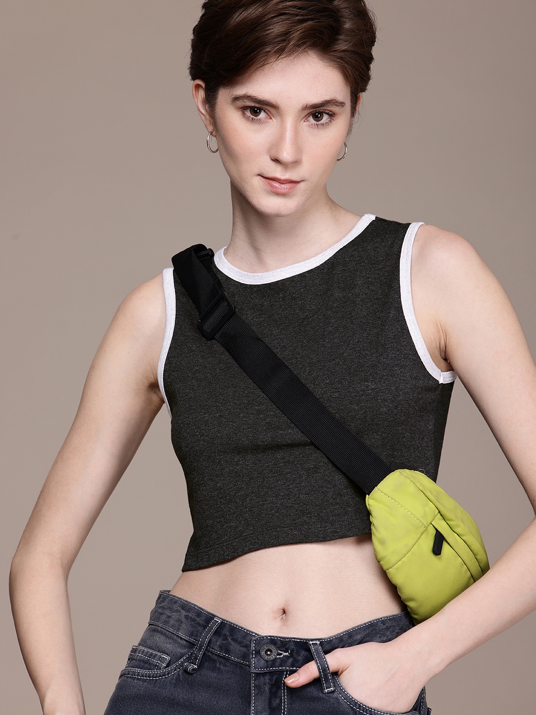 

The Roadster Life Co. Sleeveless Crop T-shirt, Charcoal