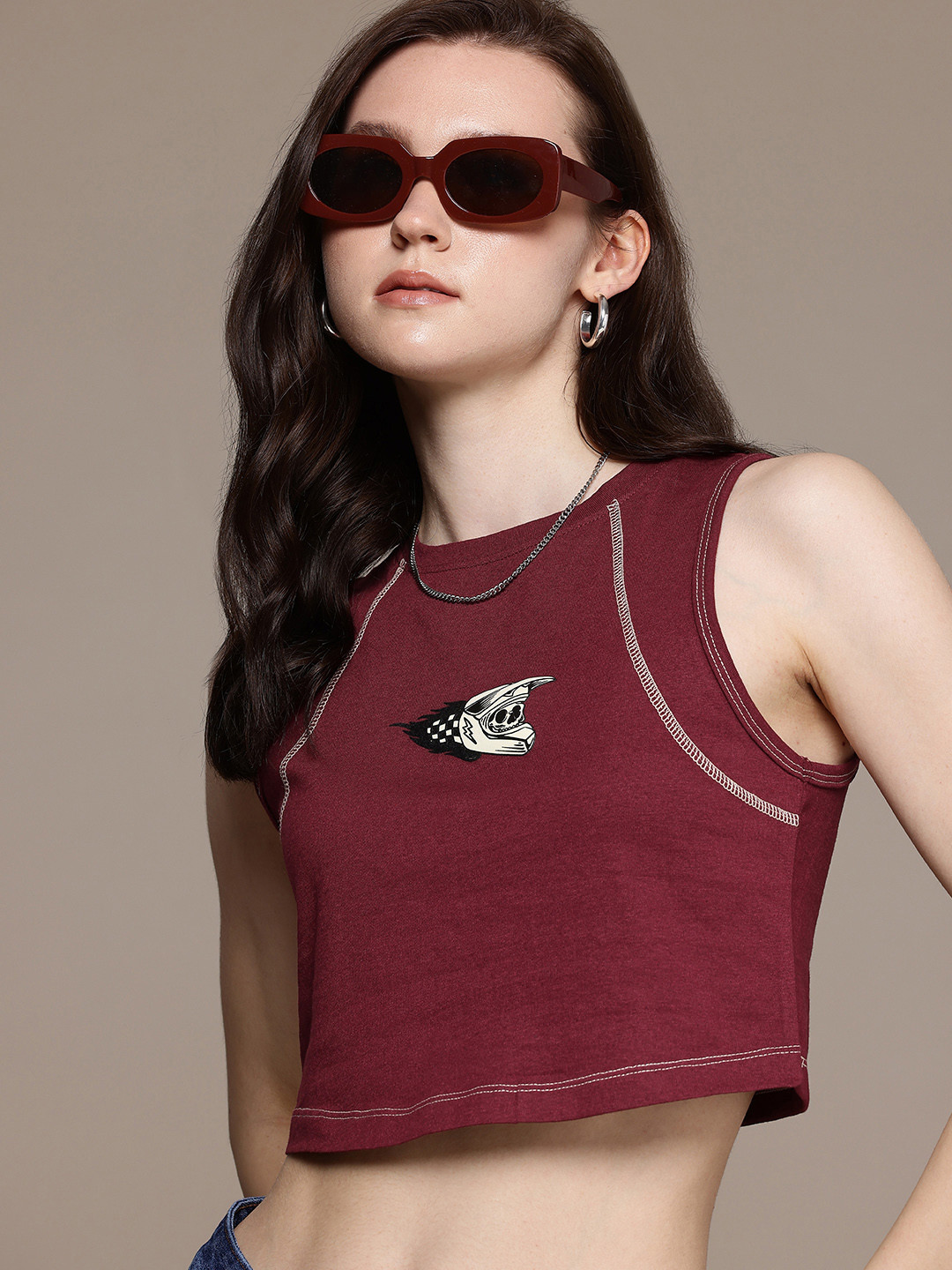 

The Roadster Life Co. Printed Slim Fit T-shirt, Maroon